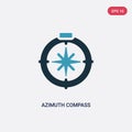 Two color azimuth compass vector icon from nautical concept. isolated blue azimuth compass vector sign symbol can be use for web,