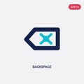 Two color backspace vector icon from arrows 2 concept. isolated blue backspace vector sign symbol can be use for web, mobile and Royalty Free Stock Photo
