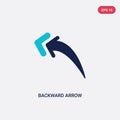 Two color backward arrow vector icon from arrows concept. isolated blue backward arrow vector sign symbol can be use for web, Royalty Free Stock Photo