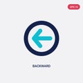 Two color backward vector icon from arrows 2 concept. isolated blue backward vector sign symbol can be use for web, mobile and Royalty Free Stock Photo