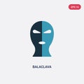 Two color balaclava vector icon from law and justice concept. isolated blue balaclava vector sign symbol can be use for web, Royalty Free Stock Photo