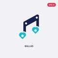 Two color ballad vector icon from love & wedding concept. isolated blue ballad vector sign symbol can be use for web, mobile and