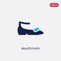 Two color ballets flats vector icon from clothes concept. isolated blue ballets flats vector sign symbol can be use for web,