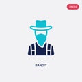 Two color bandit vector icon from wild west concept. isolated blue bandit vector sign symbol can be use for web, mobile and logo. Royalty Free Stock Photo