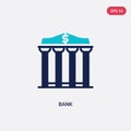 Two color bank vector icon from education concept. isolated blue bank vector sign symbol can be use for web, mobile and logo. eps Royalty Free Stock Photo