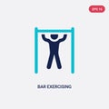 Two color bar exercising vector icon from gym and fitness concept. isolated blue bar exercising vector sign symbol can be use for