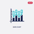Two color bars chart vector icon from business concept. isolated blue bars chart vector sign symbol can be use for web, mobile and Royalty Free Stock Photo