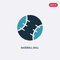 Two color baseball ball vector icon from sports concept. isolated blue baseball ball vector sign symbol can be use for web, mobile