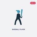 Two color baseball player with bat vector icon from sports concept. isolated blue baseball player with bat vector sign symbol can Royalty Free Stock Photo