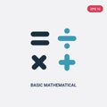 Two color basic mathematical vector icon from signs concept. isolated blue basic mathematical vector sign symbol can be use for