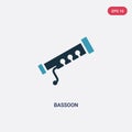 Two color bassoon vector icon from music concept. isolated blue bassoon vector sign symbol can be use for web, mobile and logo. Royalty Free Stock Photo