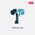Two color basswood tree vector icon from nature concept. isolated blue basswood tree vector sign symbol can be use for web, mobile