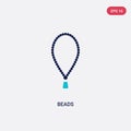 Two color beads vector icon from cultures concept. isolated blue beads vector sign symbol can be use for web, mobile and logo. eps