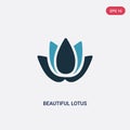 Two color beautiful lotus flower vector icon from nature concept. isolated blue beautiful lotus flower vector sign symbol can be Royalty Free Stock Photo