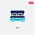 Two color beds vector icon from hotel concept. isolated blue beds vector sign symbol can be use for web, mobile and logo. eps 10 Royalty Free Stock Photo