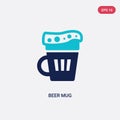 Two color beer mug vector icon from drinks concept. isolated blue beer mug vector sign symbol can be use for web, mobile and logo