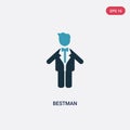 Two color bestman vector icon from people concept. isolated blue bestman vector sign symbol can be use for web, mobile and logo. Royalty Free Stock Photo