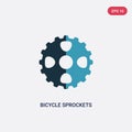 Two color bicycle sprockets vector icon from mechanicons concept. isolated blue bicycle sprockets vector sign symbol can be use