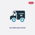 Two color big ambulance facing left vector icon from mechanicons concept. isolated blue big ambulance facing left vector sign Royalty Free Stock Photo