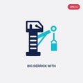 Two color big derrick with boxes vector icon from construction concept. isolated blue big derrick with boxes vector sign symbol Royalty Free Stock Photo