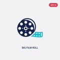 Two color big film roll vector icon from cinema concept. isolated blue big film roll vector sign symbol can be use for web, mobile Royalty Free Stock Photo