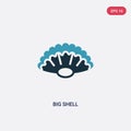 Two color big shell vector icon from nautical concept. isolated blue big shell vector sign symbol can be use for web, mobile and