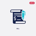 Two color bill vector icon from digital economy concept. isolated blue bill vector sign symbol can be use for web, mobile and logo Royalty Free Stock Photo