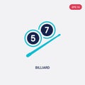 Two color billiard vector icon from free time concept. isolated blue billiard vector sign symbol can be use for web, mobile and