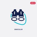 Two color binocular vector icon from general concept. isolated blue binocular vector sign symbol can be use for web, mobile and