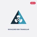 Two color biohazard risk triangular vector icon from signs concept. isolated blue biohazard risk triangular vector sign symbol can