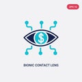 Two color bionic contact lens vector icon from crowdfunding concept. isolated blue bionic contact lens vector sign symbol can be