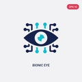Two color bionic eye vector icon from artificial intellegence concept. isolated blue bionic eye vector sign symbol can be use for