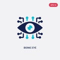 Two color bionic eye vector icon from artificial intellegence concept. isolated blue bionic eye vector sign symbol can be use for Royalty Free Stock Photo