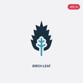 Two color birch leaf vector icon from nature concept. isolated blue birch leaf vector sign symbol can be use for web, mobile and