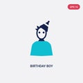 Two color birthday boy vector icon from birthday party and wedding concept. isolated blue birthday boy vector sign symbol can be Royalty Free Stock Photo