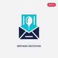 Two color birthday invitation vector icon from birthday party and wedding concept. isolated blue birthday invitation vector sign Royalty Free Stock Photo