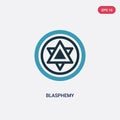 Two color blasphemy vector icon from religion concept. isolated blue blasphemy vector sign symbol can be use for web, mobile and Royalty Free Stock Photo