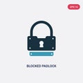 Two color blocked padlock vector icon from security concept. isolated blue blocked padlock vector sign symbol can be use for web,