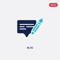 Two color blog vector icon from blogger and influencer concept. isolated blue blog vector sign symbol can be use for web, mobile