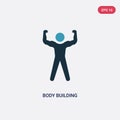 Two color body building vector icon from people skills concept. isolated blue body building vector sign symbol can be use for web