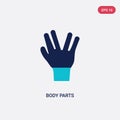 Two color body parts vector icon from gestures concept. isolated blue body parts vector sign symbol can be use for web, mobile and