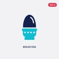 Two color boiled egg vector icon from food concept. isolated blue boiled egg vector sign symbol can be use for web, mobile and Royalty Free Stock Photo