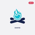 Two color bonfire vector icon from camping concept. isolated blue bonfire vector sign symbol can be use for web, mobile and logo. Royalty Free Stock Photo