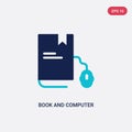 Two color book and computer mouse vector icon from computer concept. isolated blue book and computer mouse vector sign symbol can Royalty Free Stock Photo