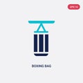 Two color boxing bag vector icon from gym and fitness concept. isolated blue boxing bag vector sign symbol can be use for web,