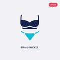 Two color bra & knicker vector icon from clothes concept. isolated blue bra & knicker vector sign symbol can be use for web,