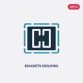 Two color brackets grouping vector icon from signs concept. isolated blue brackets grouping vector sign symbol can be use for web