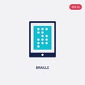 Two color braille vector icon from communication concept. isolated blue braille vector sign symbol can be use for web, mobile and Royalty Free Stock Photo