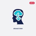 Two color brainstorm vector icon from brain process concept. isolated blue brainstorm vector sign symbol can be use for web,