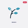 Two color branch vector icon from nature concept. isolated blue branch vector sign symbol can be use for web, mobile and logo. eps